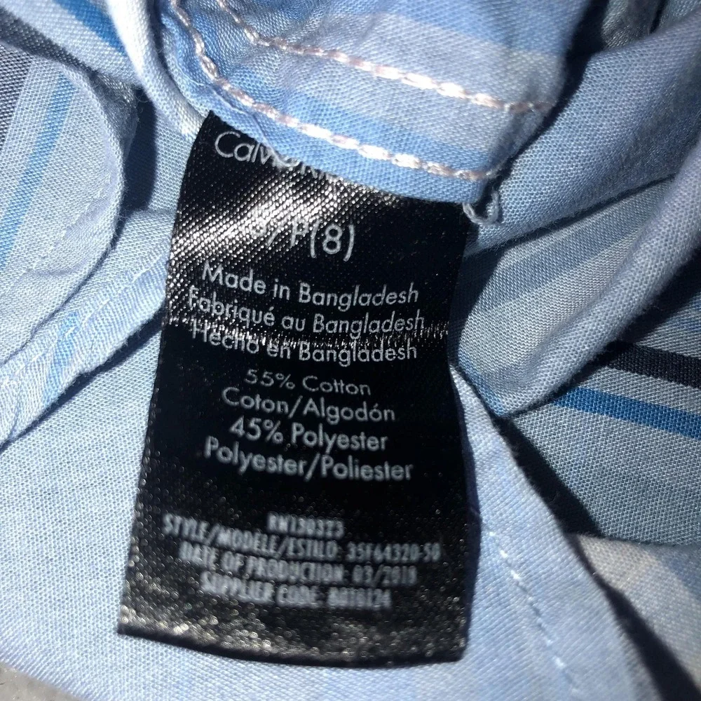 Calvin Klein Jeans Shirt‎ Boys Size 8 Blue Plaid Button Up Long Sleeve CK Logo